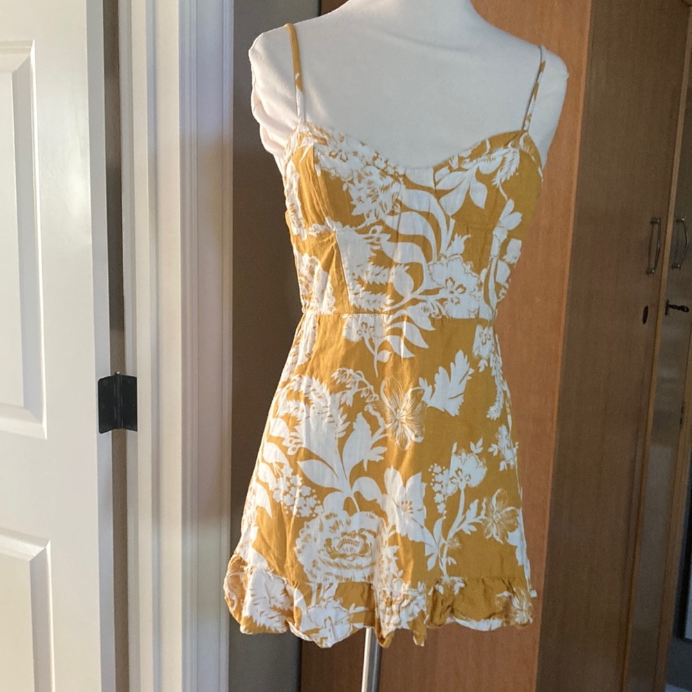 Wild Fable Yellow White Mini Sundress Spaghetti Strap